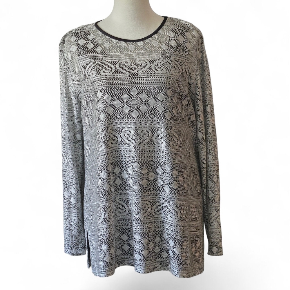 Vtg Y2K AGB Byer California Women's L Silver Lace Overlay Top w/ Black Tank USA